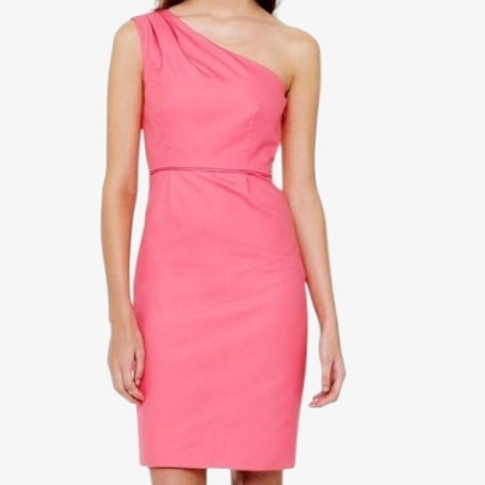 J. Crew Sheath Dress Size 4 Asymmetrical Wedding Guest Summer Coral
